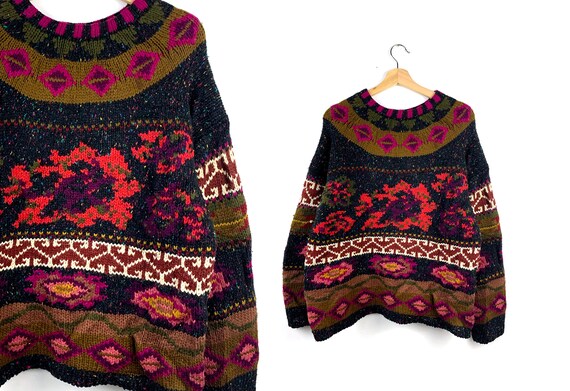 90s Vintage Oversized Sweater | Boho Sweater