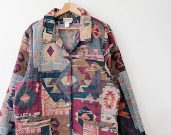 Vintage Coldwater Creek Southwestern Tapestry Jacket