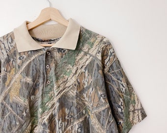 Vintage Camouflage Mossy Oak Polo Shirt