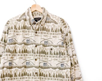 Camisa vintage de pesca Woolrich con botones