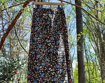 Vintage Floral Print Maxi Skirt