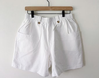 Vintage White High Waisted Cotton Shorts