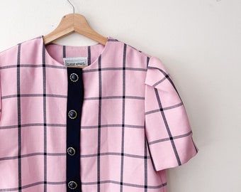 Top in camicetta blazer rosa vintage anni '80