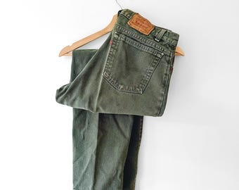 Vintage 550 Levi's Green Wash Denim Jeans | 34x30