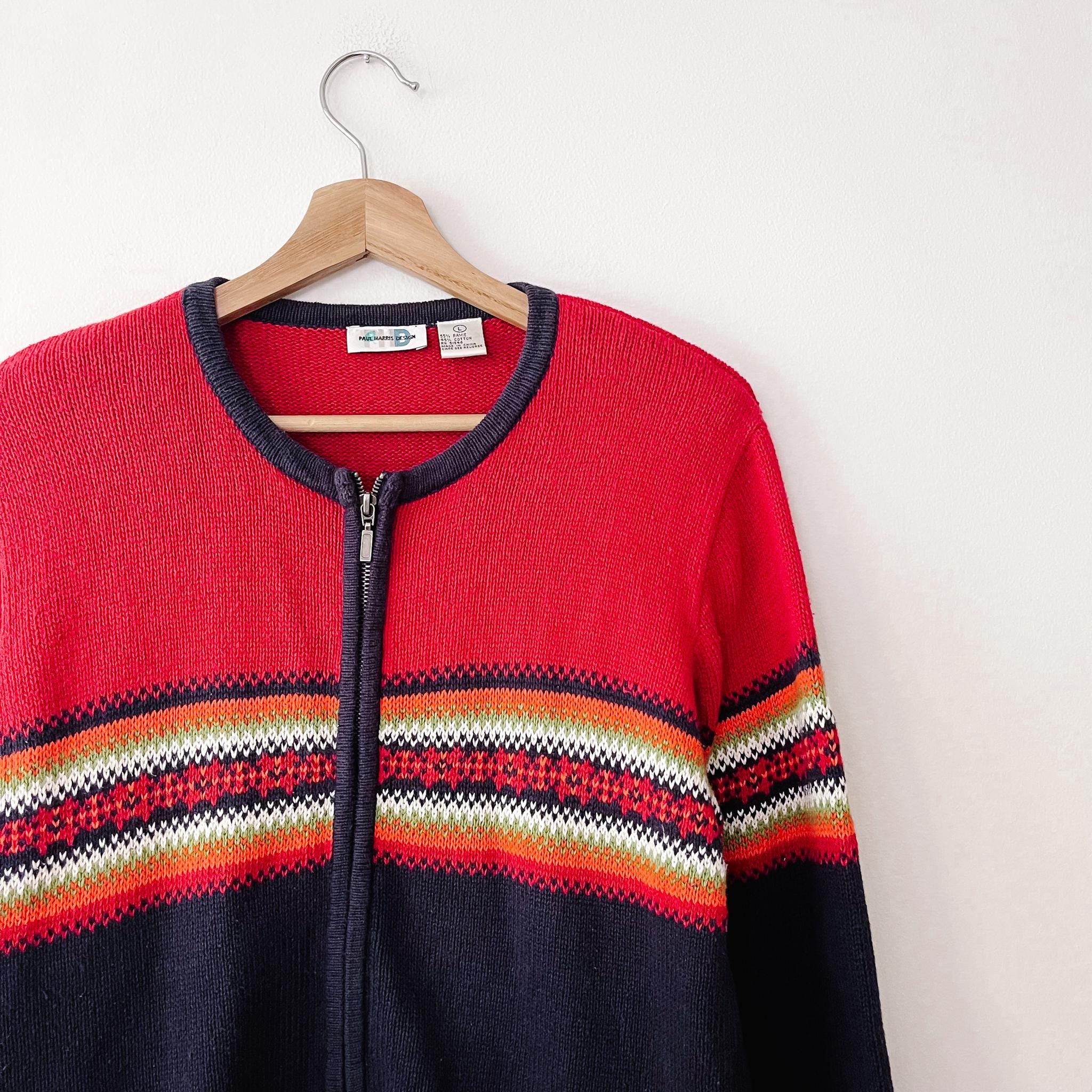 90s Vintage Knit Zip Sweater - Etsy