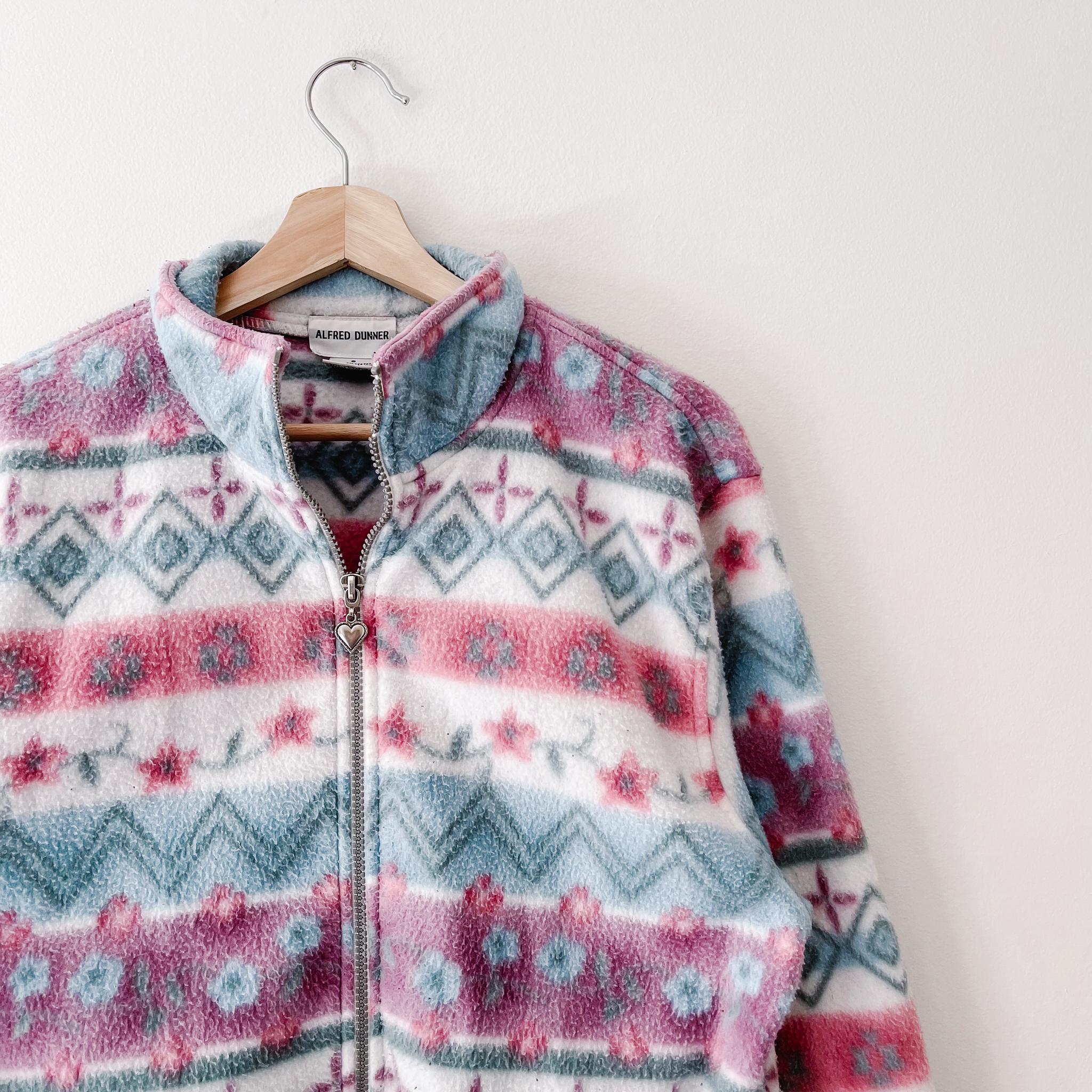 USA VINTAGE ALFRED DUNNER PATTERNED DESIGN FLEECE ZIP UP JACKET/アメリカ古着柄デザインフリースジップアップジャケット 90s Vintage Alfred Dunner Fleece Zip Jacket - Etsy