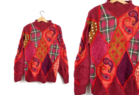 90s Vintage Paisley Oversized Sweater | Boho sweat
