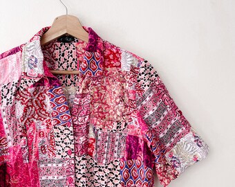 Top in camicetta patchwork vintage Boho anni '90