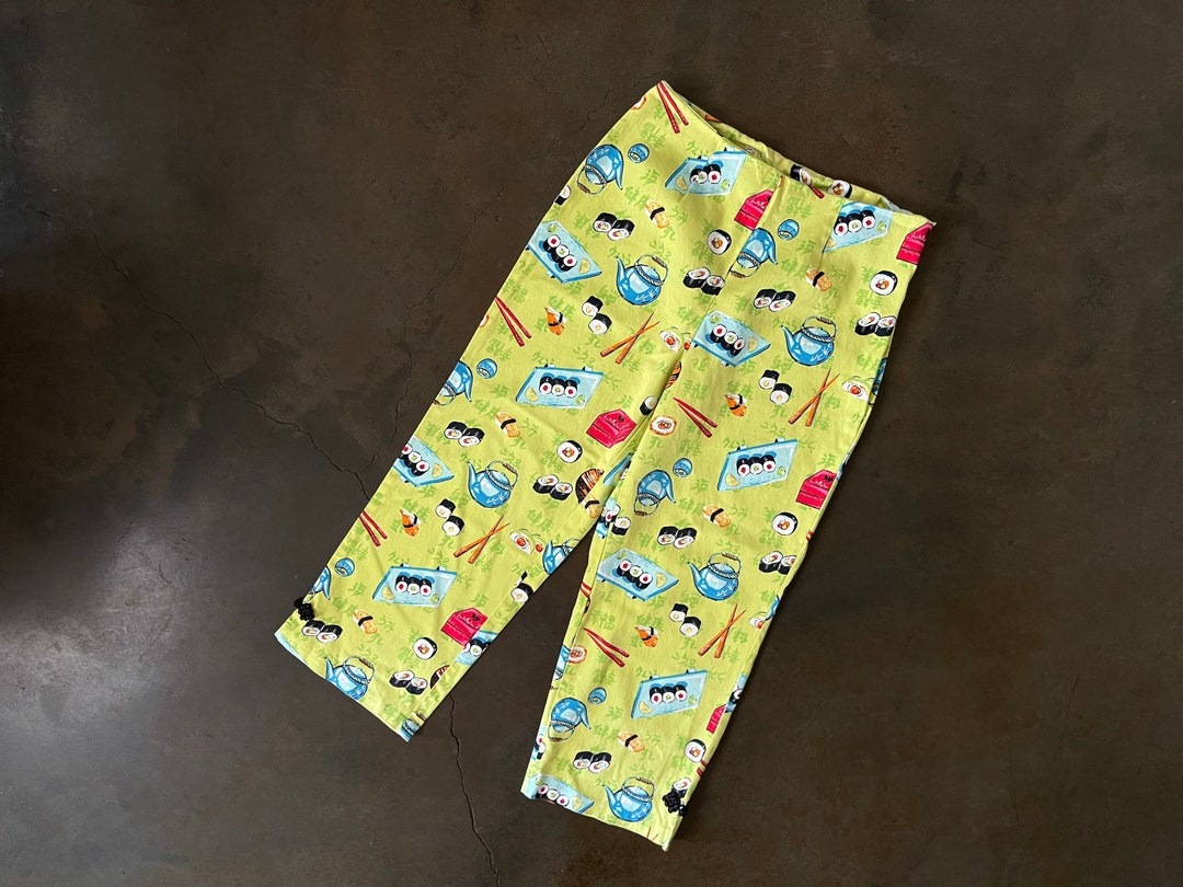Vintage Sushi Print Novelty Capri Pants Etsy