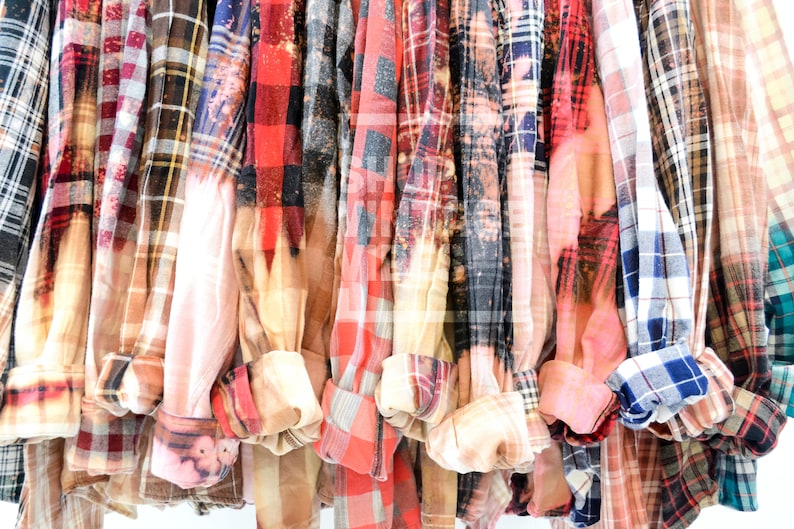 Vintage Distressed Bleach Flannel Shirts image 7