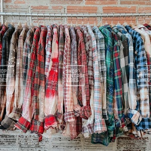 Vintage Distressed Bleach Flannel Shirts image 8