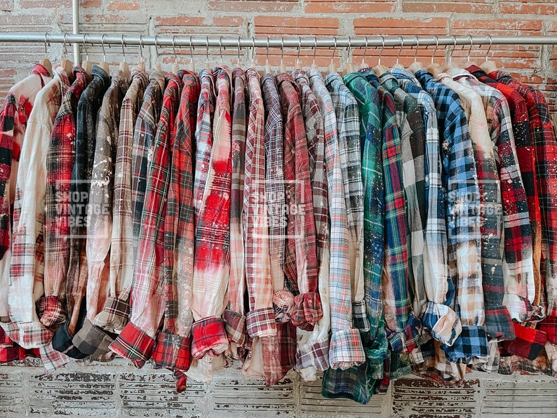 Vintage Distressed Bleach Flannel Shirts image 8