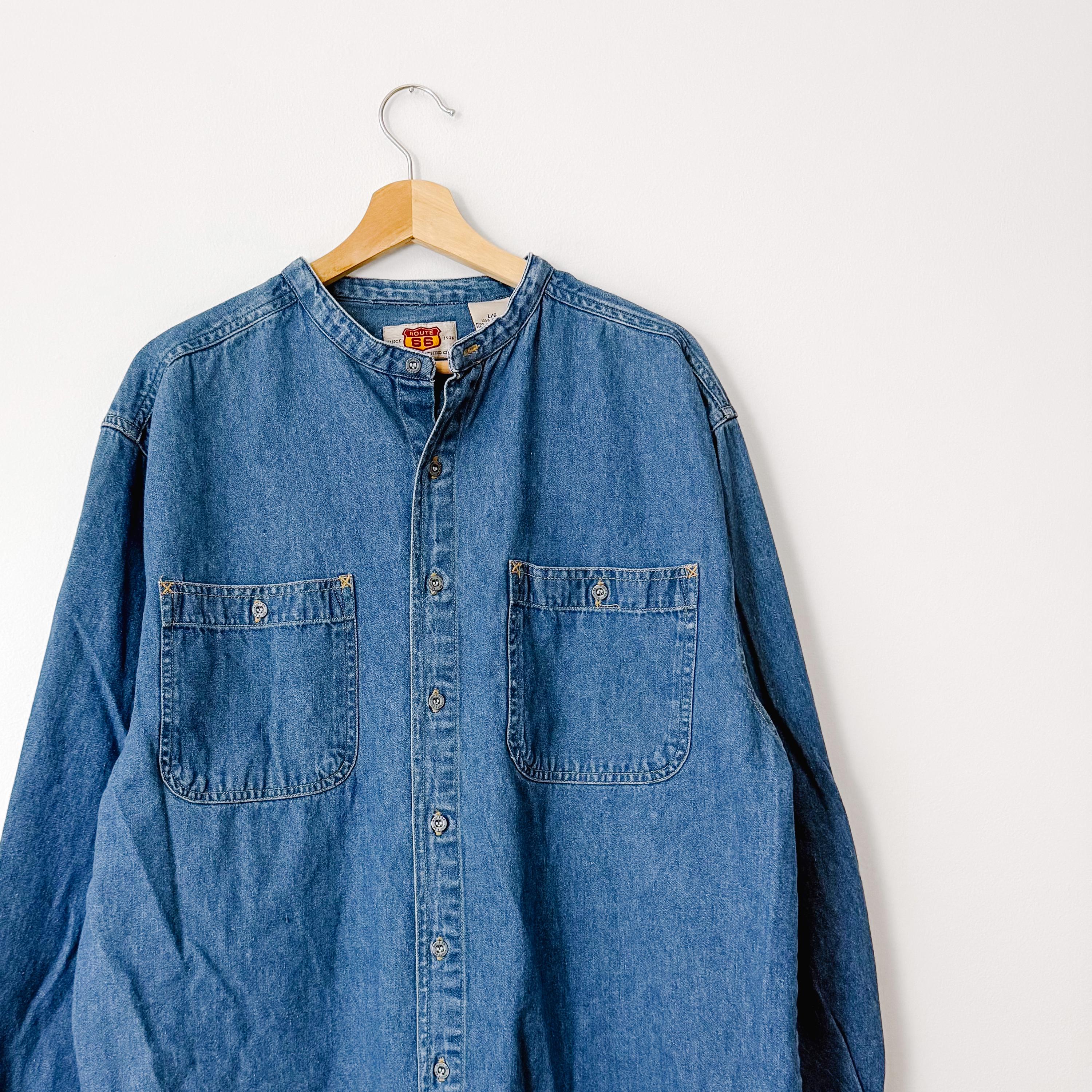Camicia in denim vintage anni '90 Route 66 con bottoni