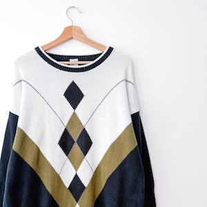 90s Vintage Plaid Oversized Knit Sweater