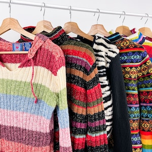 Vintage 90s Y2K Sweaters Y2K Clothing Rainbow Sweaters 2000s Sweaters 90s sweaters Y2K Tops Gift Ideas image 1