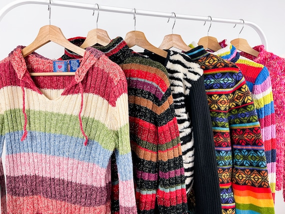 Vintage 90s Y2K Sweaters | Y2K Clothing | Rainbow… - image 1