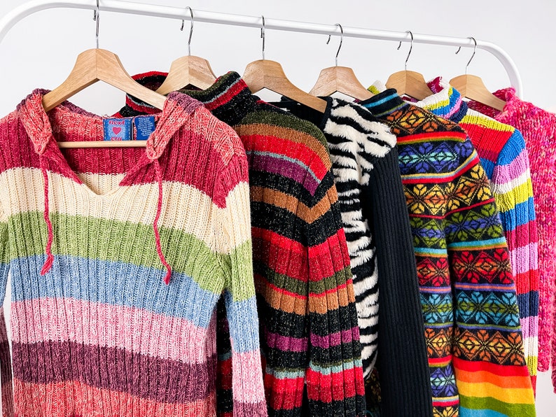 Vintage 90s Y2K Sweaters Y2K Clothing Rainbow Sweaters 2000s Sweaters 90s sweaters Y2K Tops Gift Ideas image 1