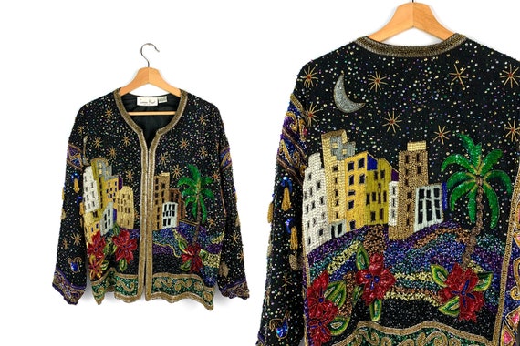 80s Vintage Laurence Kazar Beaded Jacket