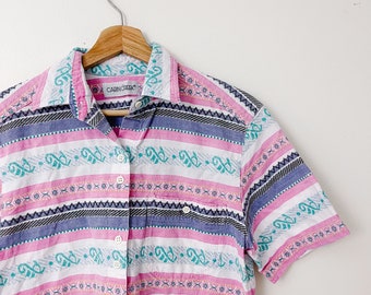 90s Vintage Pink Button Down Shirt | Spring Tops