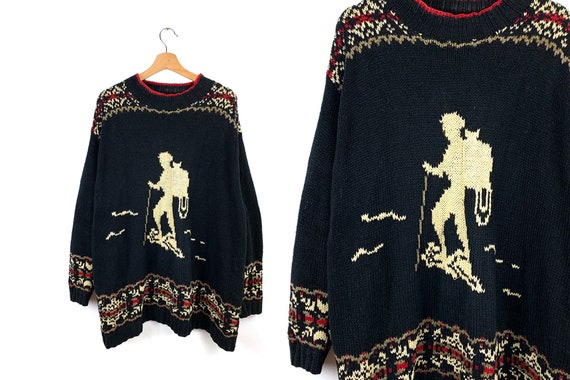 Vintage Mountain Hiker Novelty Sweater