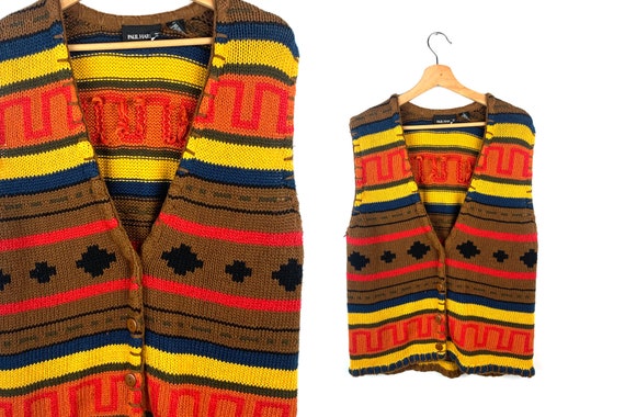 Vintage Western Oversized Sweater Vest | Vintage S