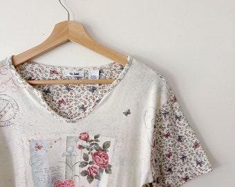 Vintage Spring Floral Letter Shirt