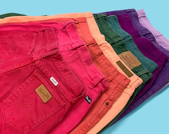 Vintage Colorful Denim Shorts | 80s 90s Shorts | All Sizes | Cotton Shorts | High Waisted Shorts | Mid Rise Shorts | Summer Shorts | Rainbow