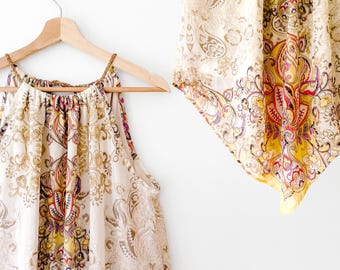 Y2K Vintage Paisley Boho Asymmetrical Tank Top