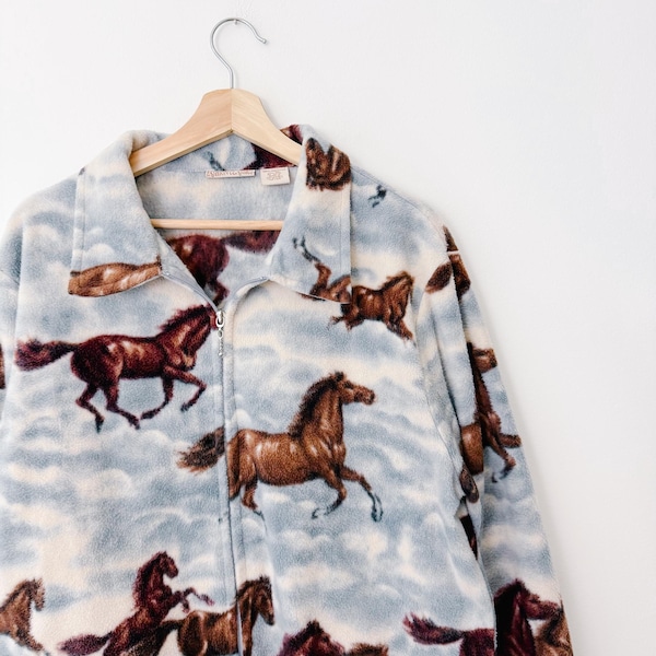90s Vintage Western Horse Fleece Jacket