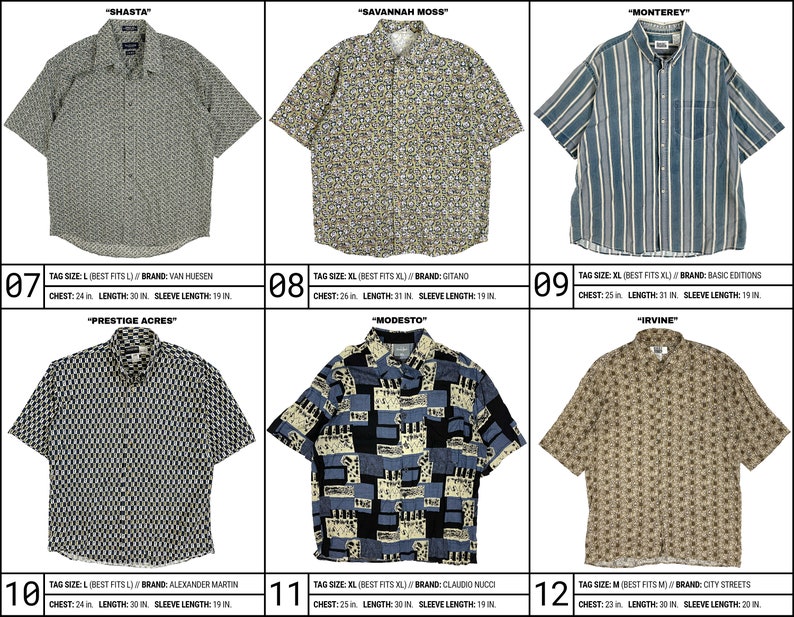 Vintage Mens Shirts Short Sleeve Button Down Shirts 80s 90s Retro Styles Vintage Button Up Shirts image 3