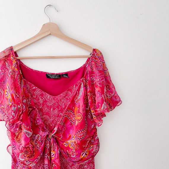 Y2K Vintage Silk Paisley Blouse Top