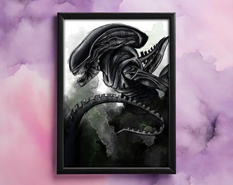 Xenomorph HR GIGER inspired Print A4 A5