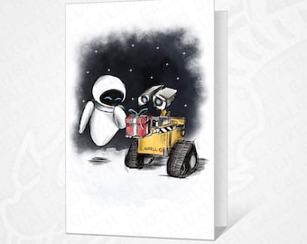 Wall-e Eve Christmas Card Disney inspired A6 with envelope