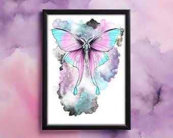 Pink Moth A3 A4 Print