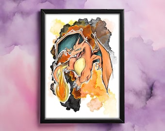 Charizard A5 Pokemon Watercolour print