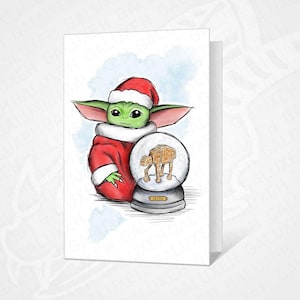 Carte de Noël Baby Yoda A6 avec Enveloppe
