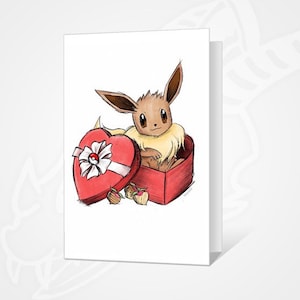 Tarjeta de celebración del aniversario de San Valentín de Eevee con sobre (A6)