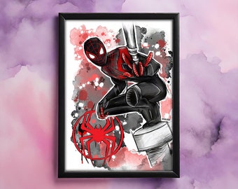 Miles Morales inspired comicbook superhero A5 A4 Print