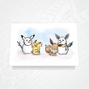 Pikachu Evoli Weihnachtskarte POKEMON A6 mit Umschlag
