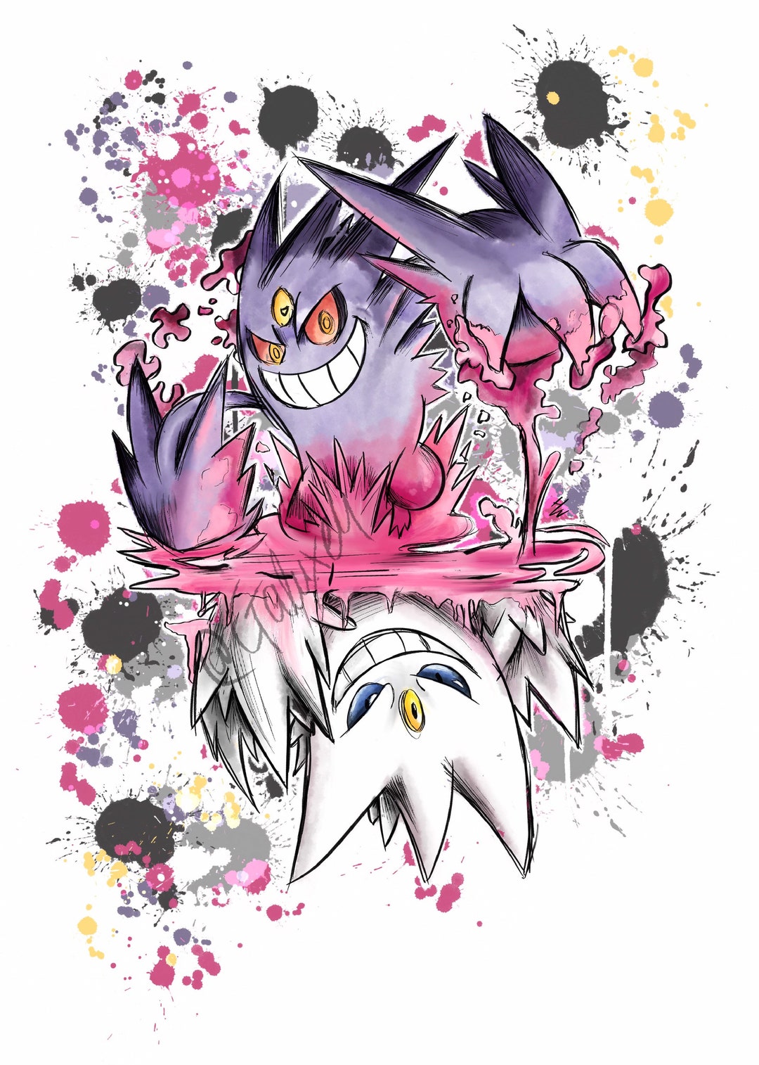 Mega Gengar Pokemon Watercolour A4 Print 