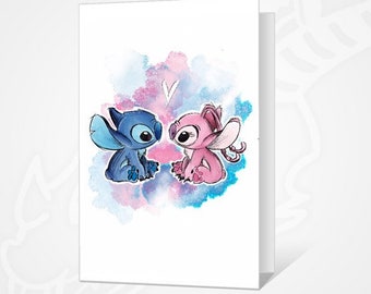 Stitch Valentines Day Card inspired A6 with envelope