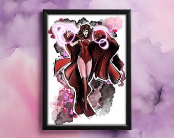 Scarlet Witch inspired comicbook Marvel superhero A5 A4 Print