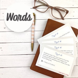 4 Scripture Cards -  Prayer Cards on Words