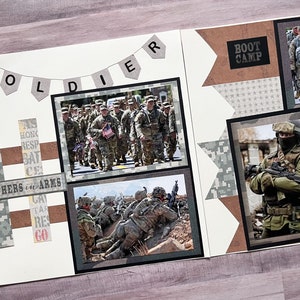 Páginas de álbumes de recortes del ejército - Diseño del ejército prefabricado - Páginas militares - Diseños militares prefabricados