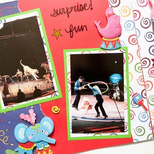 Circus Scrapbook Pages - Birthday Scrapbook Pages - Circus Layouts - Birthday Scrapbook Layouts- Boy Birthday pages - Girl Birthday Pages