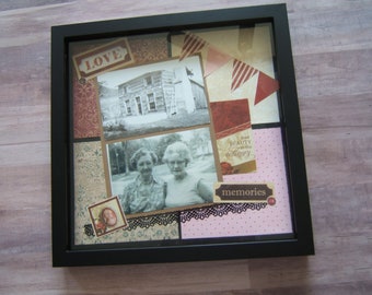 Grandma Heritage Shadow Box Layout - Mom Birthday Gift - 12 by 12 Heritage Layouts, Premade Mom Pages - Shadow Box