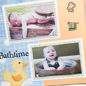 Baby Bath Scrapbook Pages - Baby Scrapbook Pages - Premade Baby Bath Layout