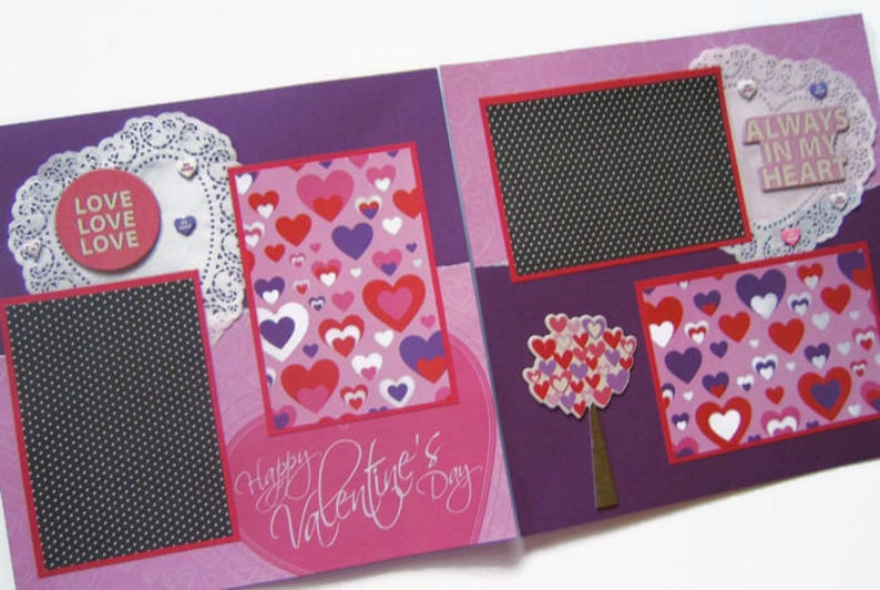 Valentine's Day Scrapbook Pages Valentine's Day Layout Valentine Pages Valentine's Premade