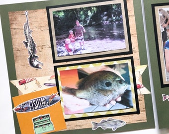 Premade Fishing Scrapbook Pages - Fishing Scrapbook Layouts - Premade Fishing Scrapbook Pages