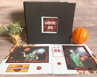 Álbum de fotos de baloncesto - Regalo de entrenador de baloncesto - Álbum de recortes de baloncesto - Álbum de recortes de baloncesto prefabricado - Álbum de baloncesto 8 por 8